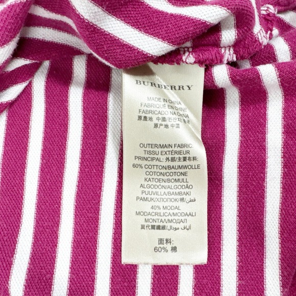 Burberry Brit Striped Polo Shirt Women's Small Red Pink White Rugby Sporty‎ - Picture 4 of 7